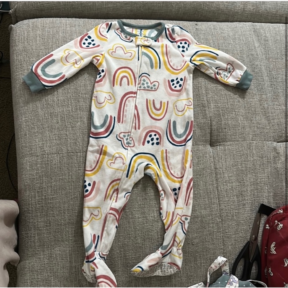 Carters fleece footie pajamas unicorn and rainbows -2 items